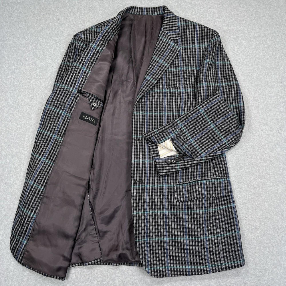 Isaia Napoli Sport Coat Mens 48L US 58L EU Plaid Surgeon Cuff Sirio G. Blazer - Picture 2 of 15